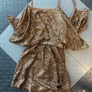 gold sparkly romper